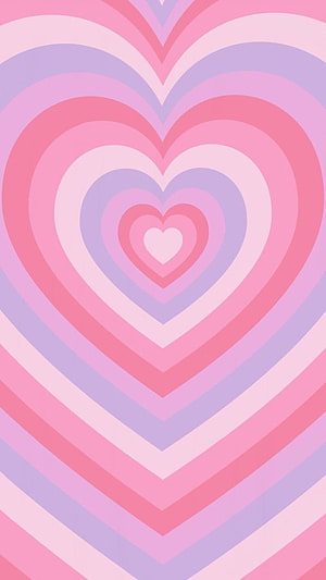 Pastel Pink and Lavender Concentric Heart Pattern with Soft Aesthetic Design HD phone wallpaper