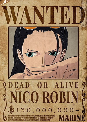 Nico Robin Wanted Poster from One Piece with Marine Bounty and Vintage Paper Texture HD phone wallpaper