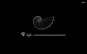 Golden Ratio Spiral and Phi Formula on Black Background HD wallpaper
