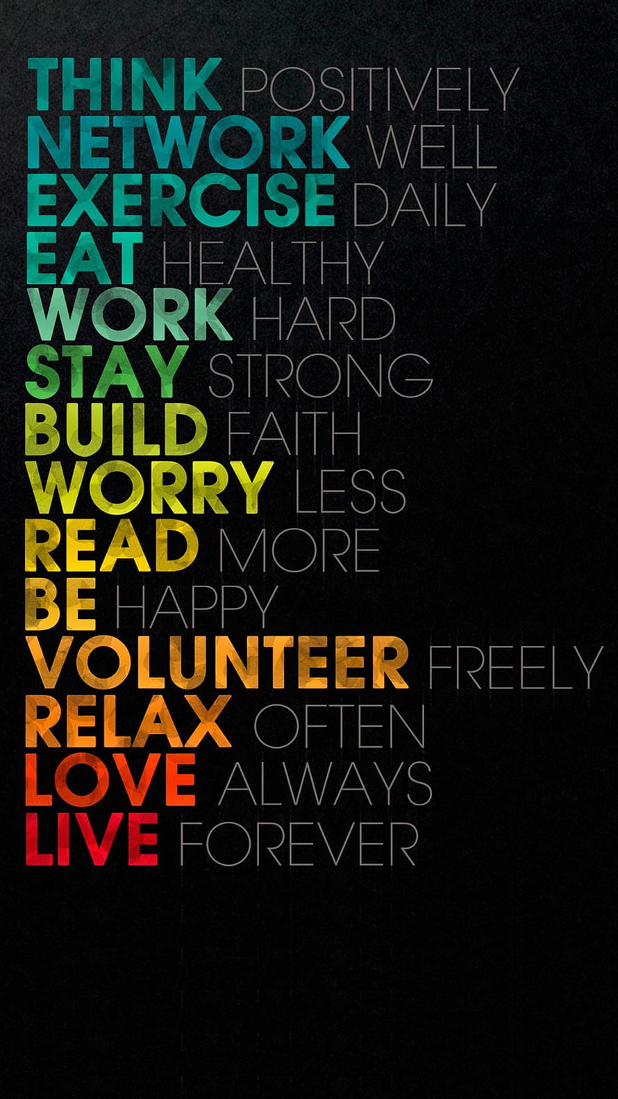 Colorful Motivational Typography Poster with Positive Life Advice on Black Background HD phone wallpaper
