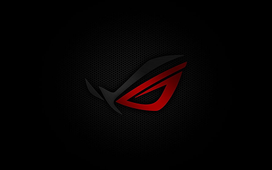 Asus ROG Eye Logo on Dark Hexagonal Mesh Background HD wallpaper