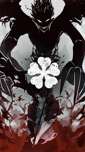 Asta and Liebe from Black Clover in a dark, high-contrast anime illustration HD phone wallpaper