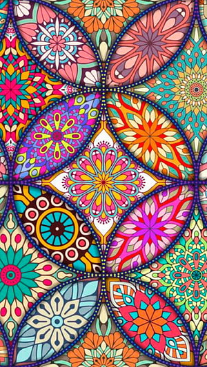 Vibrant Multicolored Mandala Pattern with Intricate Floral and Geometric Motifs HD phone wallpaper