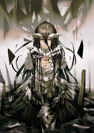 Albedo from Overlord in Dark Crystal Shards Anime Illustration HD phone wallpaper