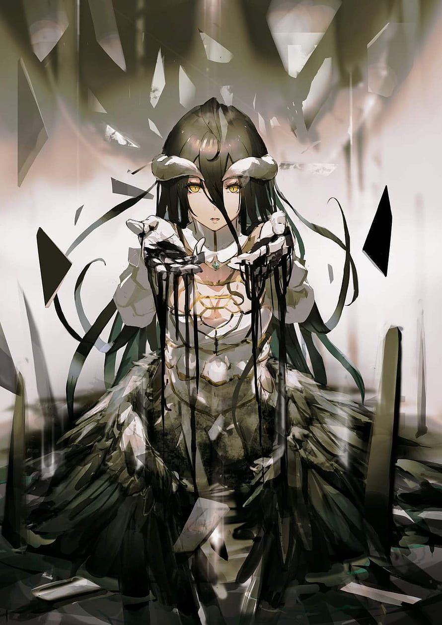Albedo from Overlord in Dark Crystal Shards Anime Illustration HD phone wallpaper