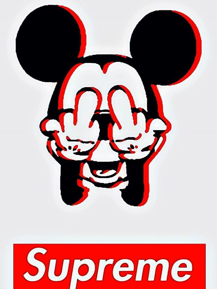 Supreme Mickey Mouse Dope Face Graphic Art Print HD phone wallpaper