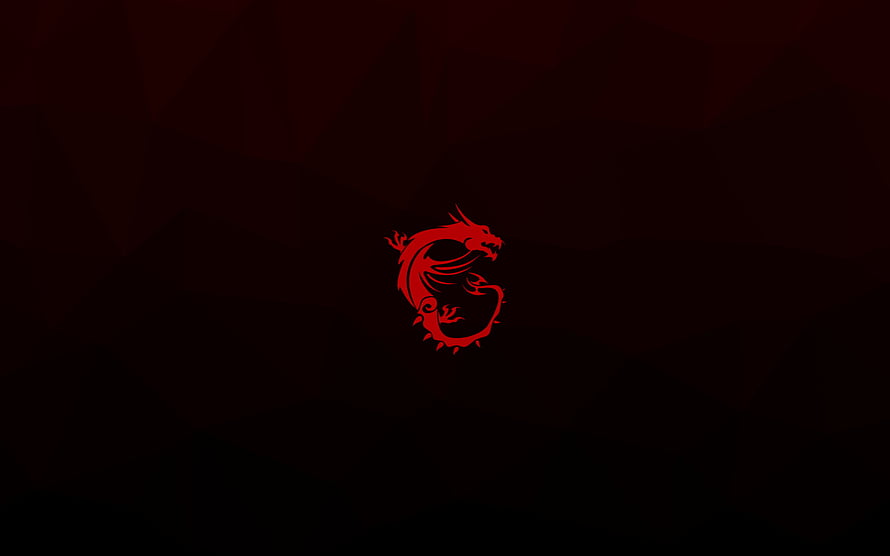 MSI Dragon Logo on Dark Background Minimalist Red Emblem HD wallpaper