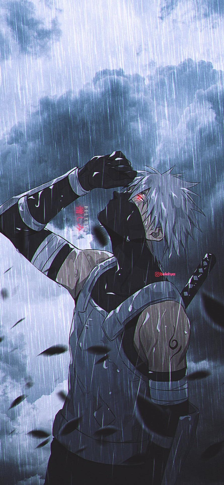 Hatake Kakashi in the Rain with Sharingan Active HD phone wallpaper