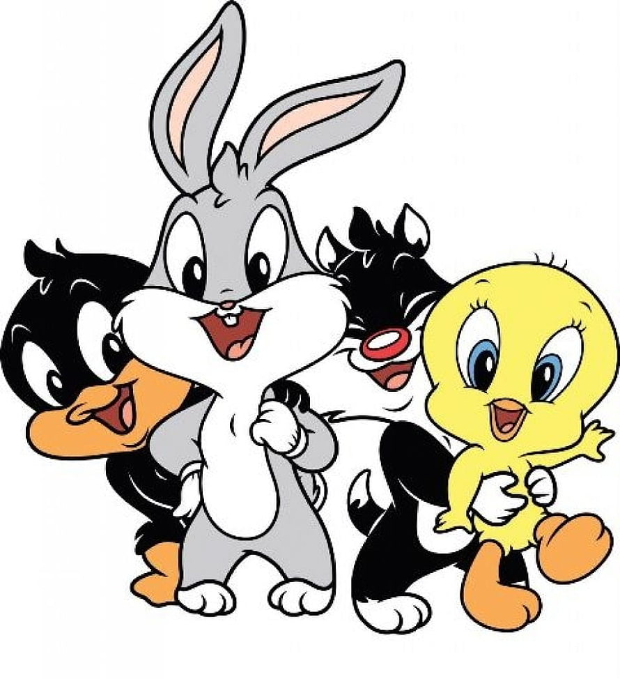 Baby Looney Tunes Group Featuring Bugs Bunny, Daffy Duck, Sylvester, and Tweety in Classic Cartoon Style HD phone wallpaper