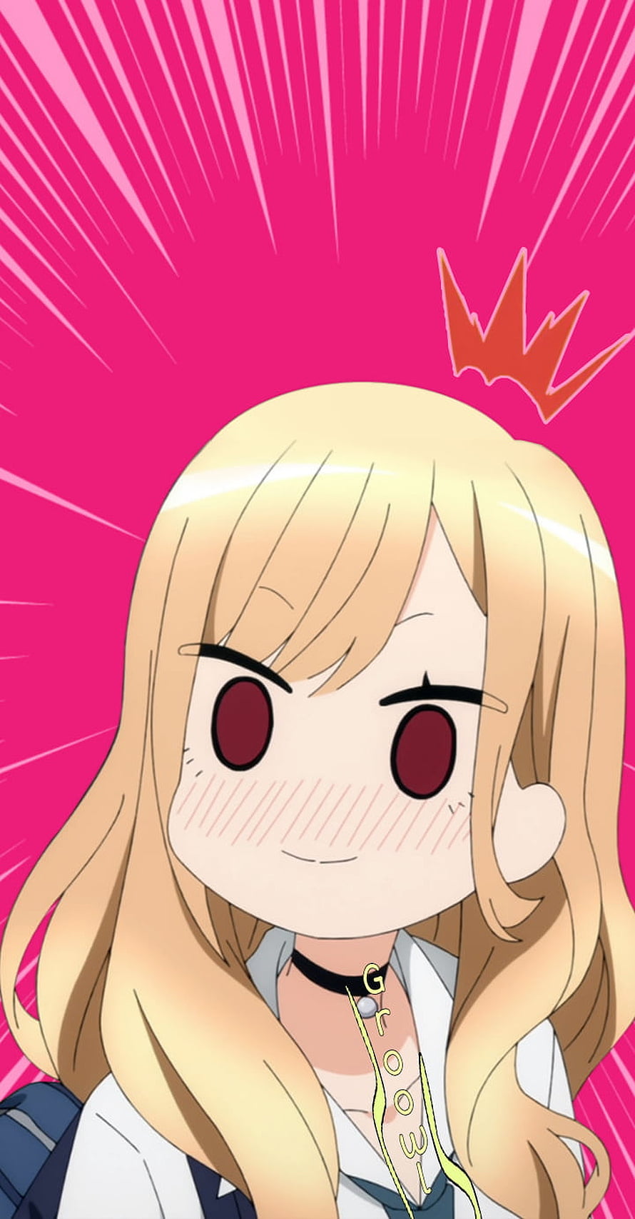 Marin Kitagawa Anime Character Portrait With Blushing Expression And Pink Background HD phone wallpaper