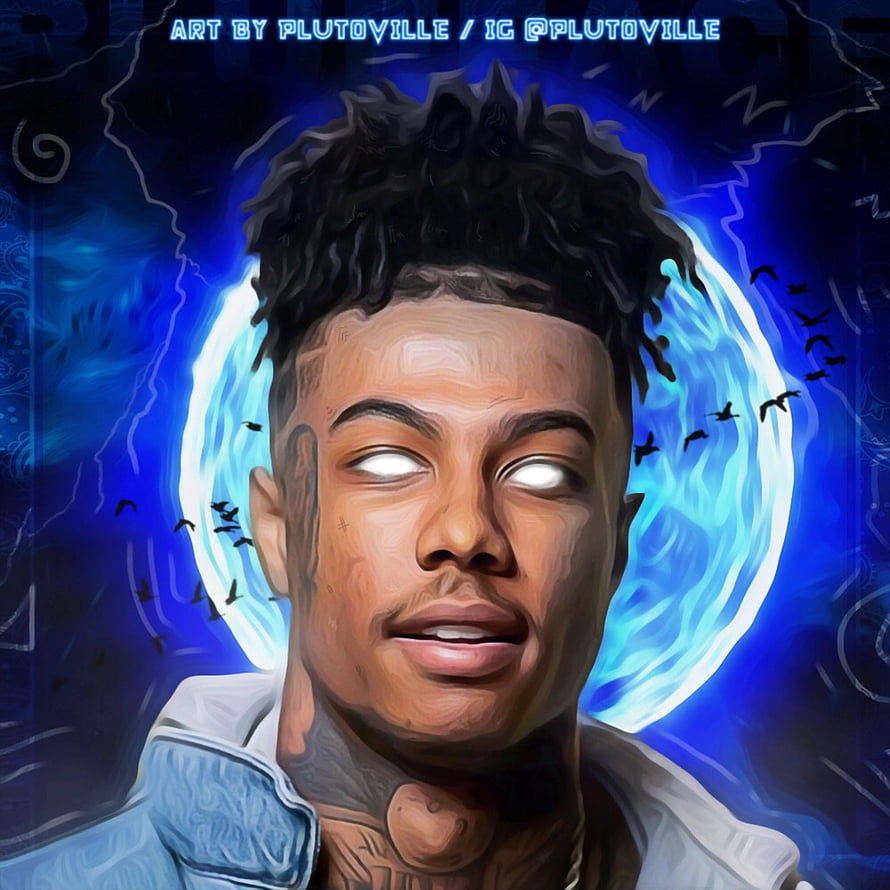 Blueface Digital Portrait With Glowing Blue Halo And Birds HD phone wallpaper