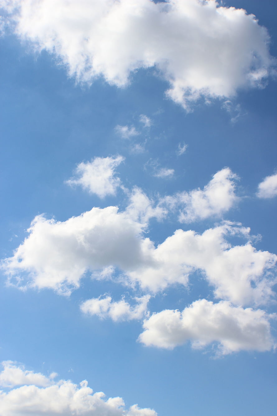 Serene Blue Sky With Fluffy White Cumulus Clouds HD phone wallpaper