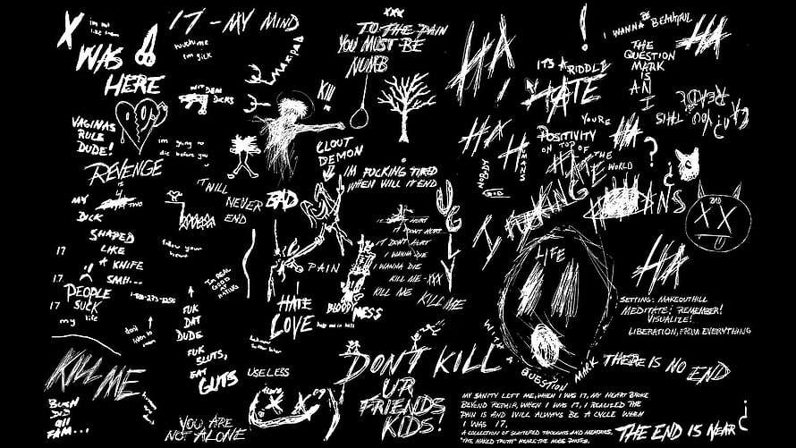 Xxxtentacion Black Chalkboard Doodle Art With Handwritten Lyrics And Sketches HD wallpaper