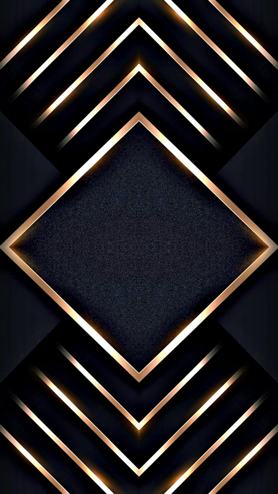Luxurious Black and Gold Geometric Diamond Pattern with 3D Chevron Lines HD phone wallpaper