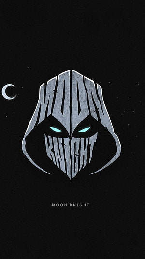 Moon Knight Marvel Character Minimalist Mask Artwork with Glowing Eyes and Crescent Moon HD phone wallpaper
