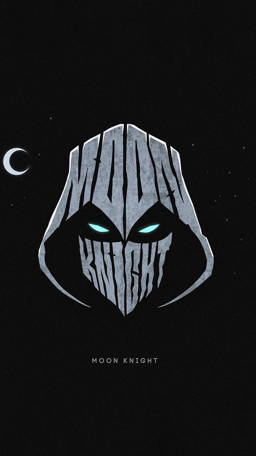 Moon Knight Marvel Character Minimalist Mask Artwork with Glowing Eyes and Crescent Moon HD phone wallpaper