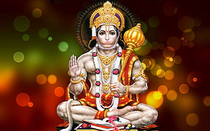Lord Hanuman Seated in Meditation with Gada and Sacred Text, Jai Jai Jai Bajrangbali - New ., Bajrang Dal HD wallpaper