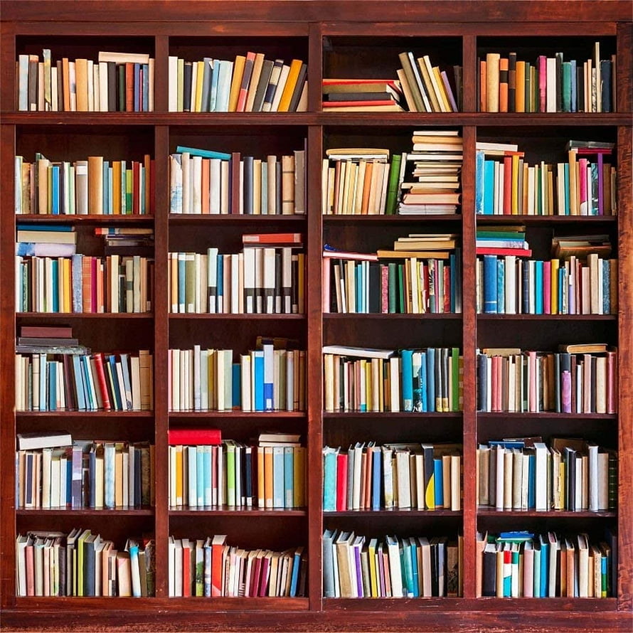 Vintage Wooden Bookshelf Filled With Colorful Books Library Interior HD phone wallpaper