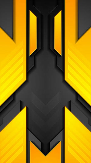 Abstract Geometric Tech Pattern with Black and Yellow Angular Layers HD phone wallpaper