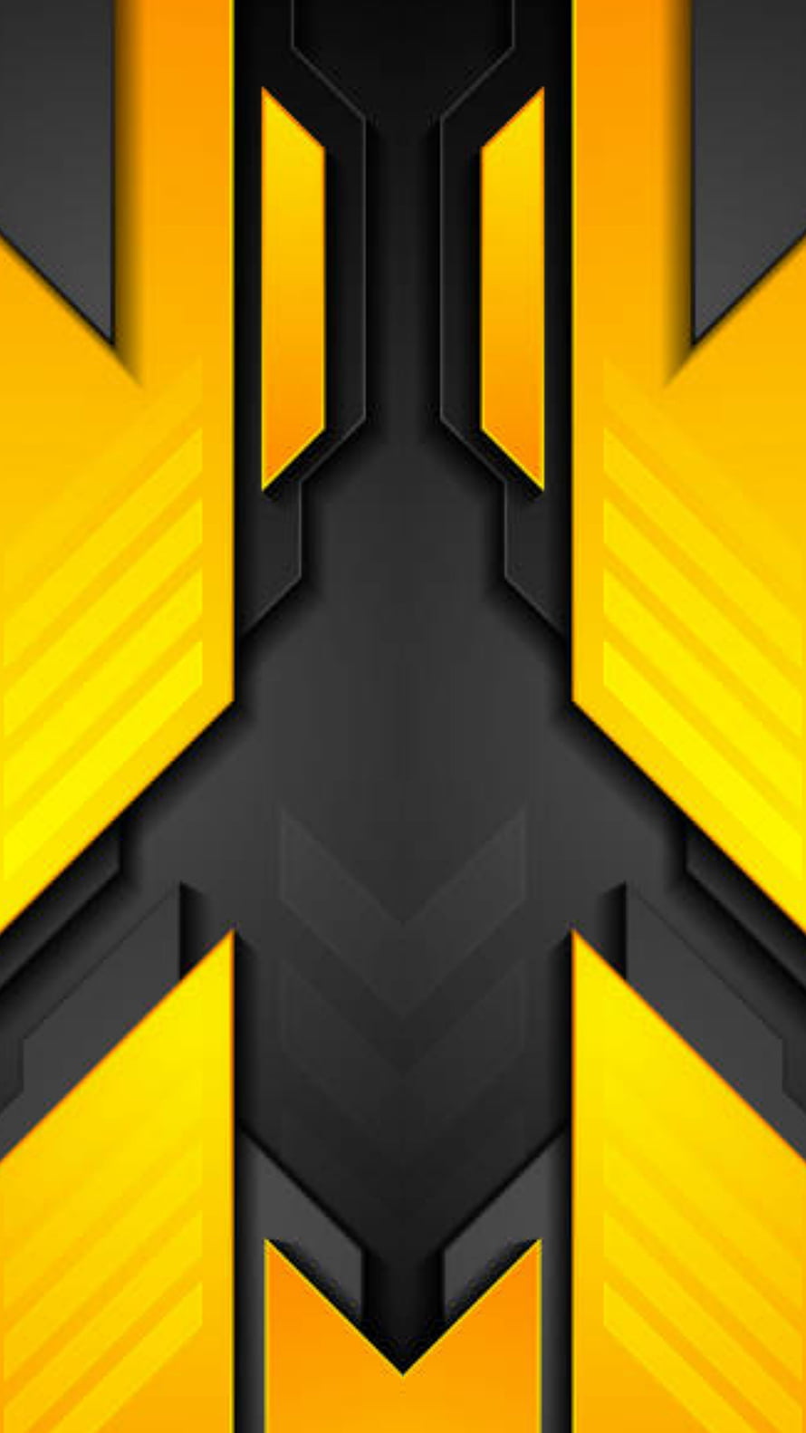 Abstract Geometric Tech Pattern with Black and Yellow Angular Layers HD phone wallpaper