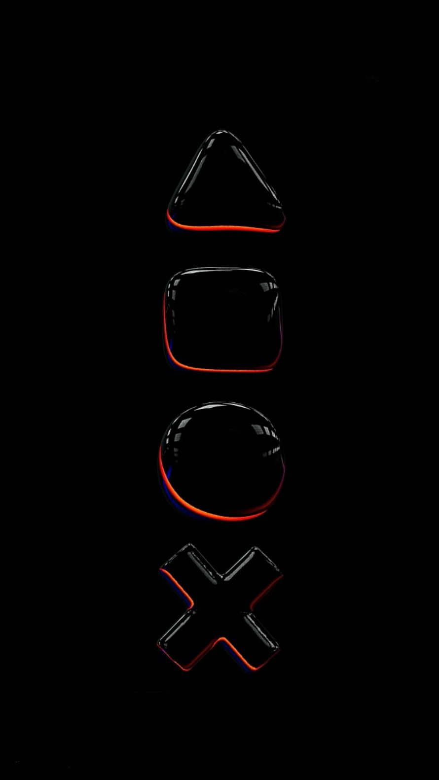 Glossy PlayStation Controller Button Icons on Black Background HD phone wallpaper