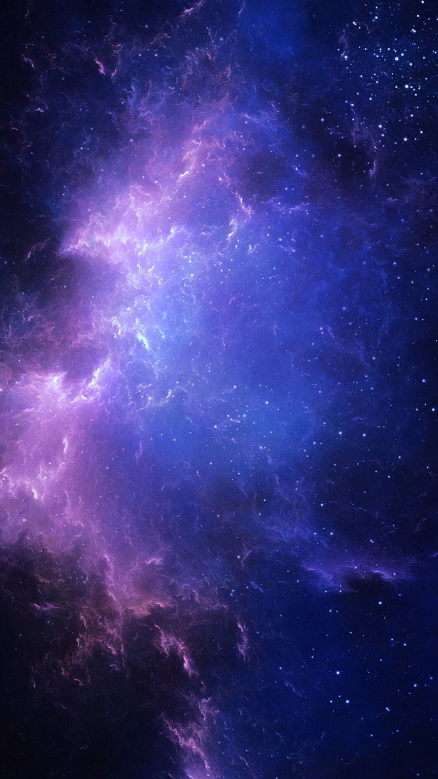Vibrant Purple and Blue Cosmic Nebula with Scattered Stars in Deep Space HD phone wallpaper