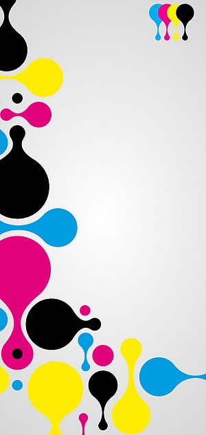 CMYK Color Drop Abstract Pattern on Light Gray Background HD phone wallpaper
