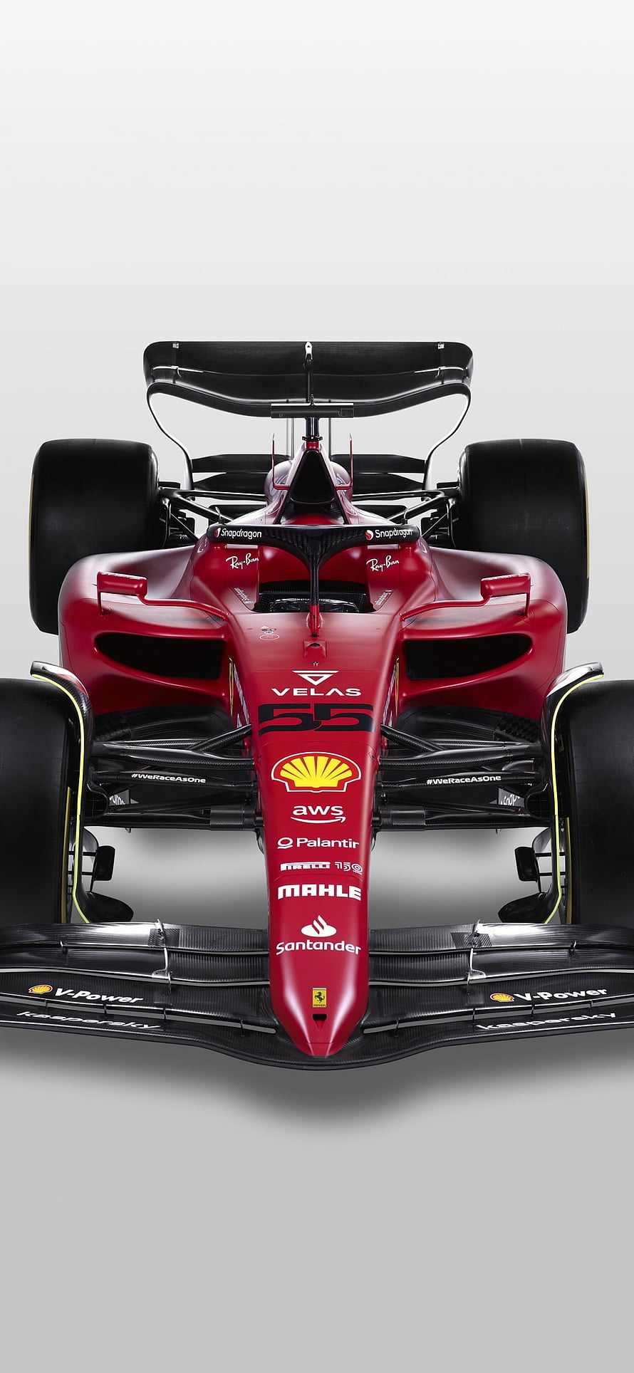 Ferrari Formula 1 Race Car Front View with Sponsor Logos and Aerodynamic Design HD phone wallpaper