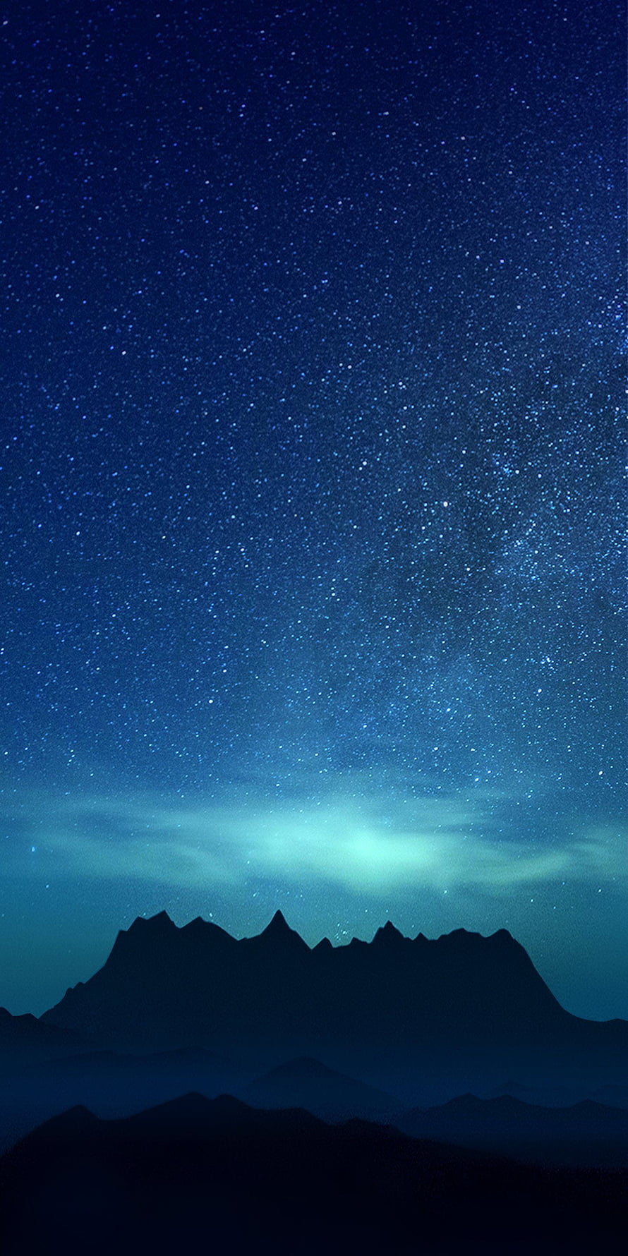 Starry Night Sky Over Mountain Silhouette with Aurora Glow HD phone wallpaper