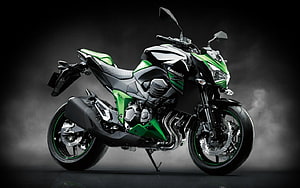 Kawasaki Z900 Streetfighter Motorcycle in Green and Black Studio Setting HD wallpaper