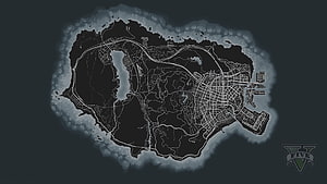 GTA V Los Santos and Blaine County Map Overview with Dark Aesthetic HD wallpaper