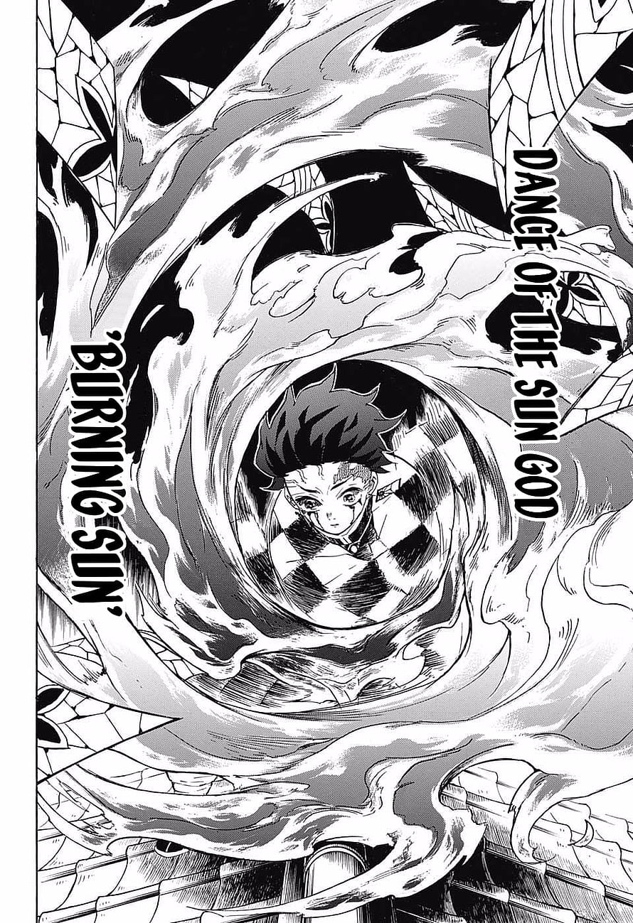 Tanjiro Kamado unleashes the Dance of the Sun God technique in a dramatic Demon Slayer manga panel HD phone wallpaper