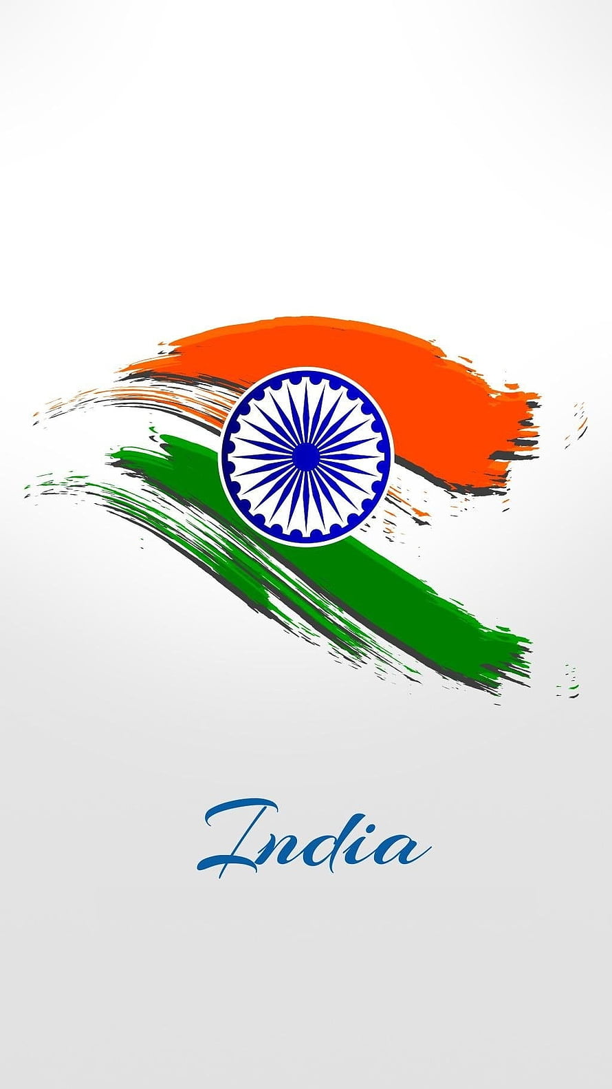 India National Flag Brush Stroke Design With Ashoka Chakra And Tricolor Saffron White Green Bands HD phone wallpaper