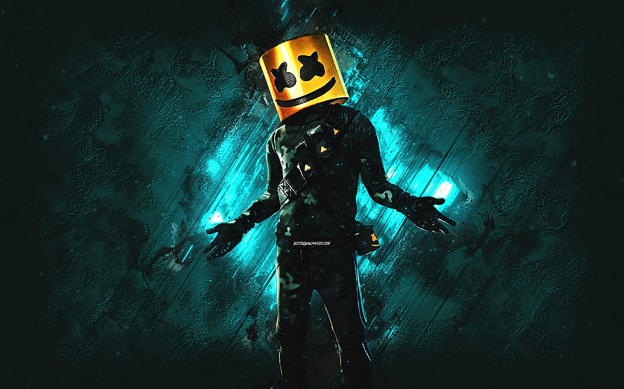 Toasted Marshmello Fortnite Skin in Dark Industrial Setting HD wallpaper