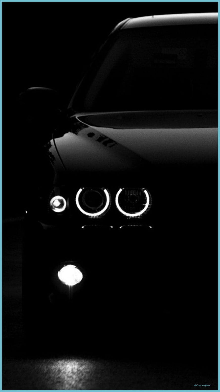 Black Car Headlights and Fog Light Close-Up in Dark Night Setting HD phone wallpaper