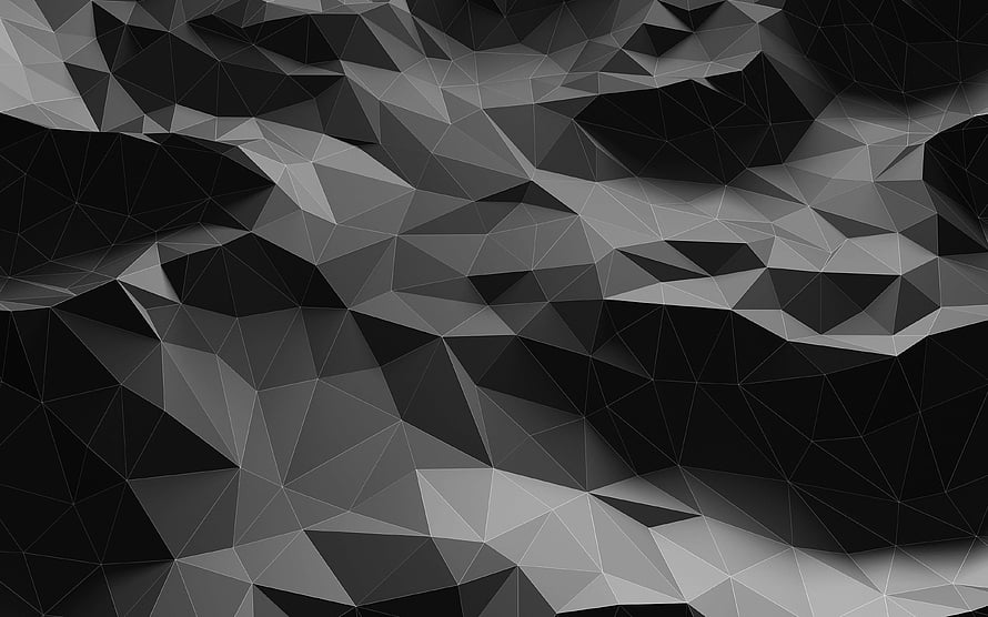 Dark Monochrome Low Poly Geometric Abstract Background with Faceted Triangular Waves HD wallpaper