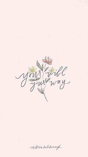 Minimalist Floral Calligraphy Art with Inspirational Quote on Soft Cream Background HD phone wallpaper