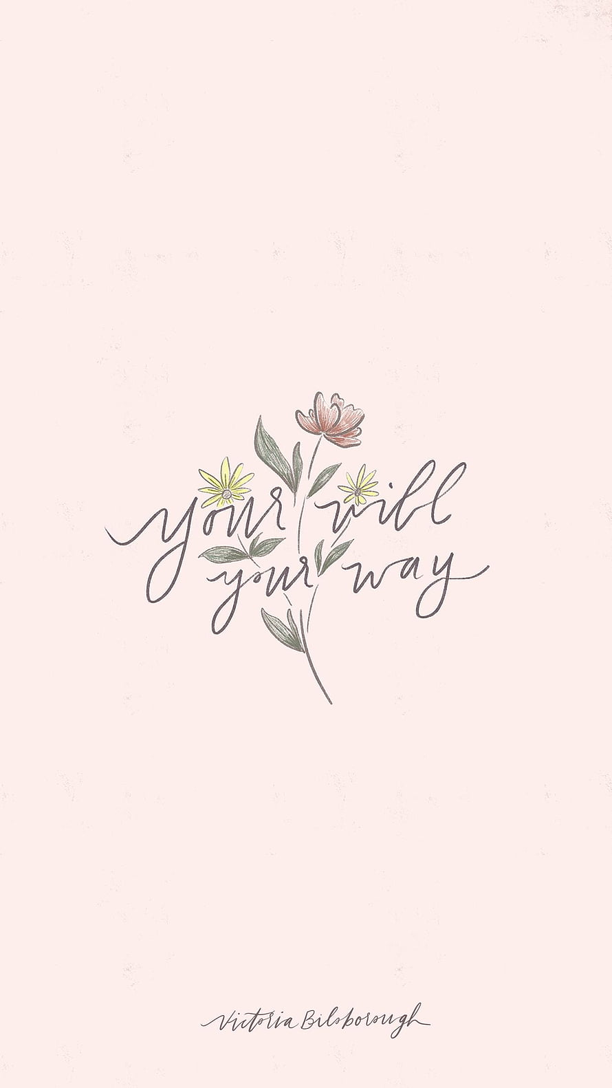 Minimalist Floral Calligraphy Art with Inspirational Quote on Soft Cream Background HD phone wallpaper