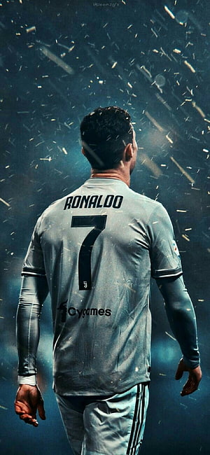 Cristiano Ronaldo Juventus Number 7 Jersey Back View in Dramatic Stadium Lighting HD phone wallpaper