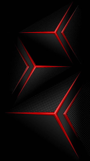 Sleek Black and Red Carbon Fiber Geometric Pattern with Angular Accents HD phone wallpaper