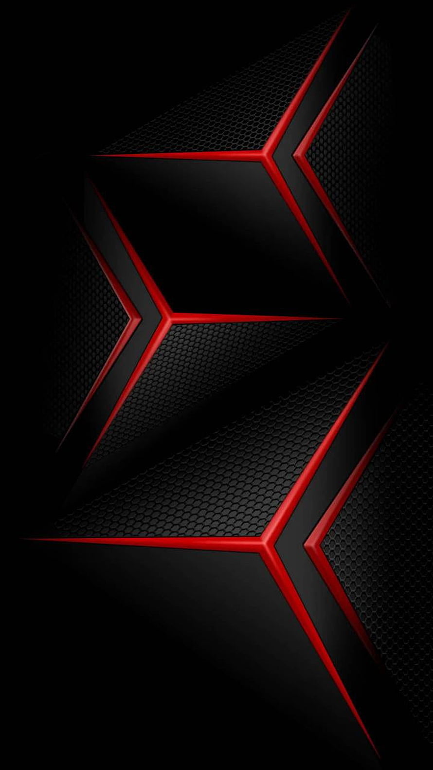 Sleek Black and Red Carbon Fiber Geometric Pattern with Angular Accents HD phone wallpaper