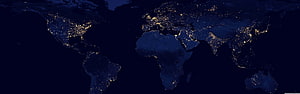 Earth at Night Satellite View with City Lights and Dark Ocean HD wallpaper
