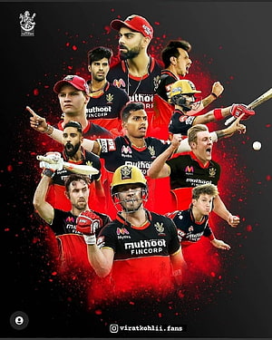 Royal Challengers Bangalore Cricket Team Squad Poster Featuring Virat Kohli and Ab de Villiers HD phone wallpaper