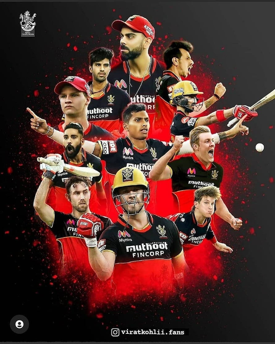 Royal Challengers Bangalore Cricket Team Squad Poster Featuring Virat Kohli and Ab de Villiers HD phone wallpaper