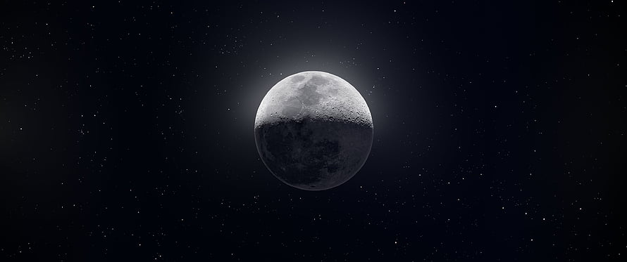 Full Moon in Deep Space with Starfield and Atmospheric Glow HD wallpaper