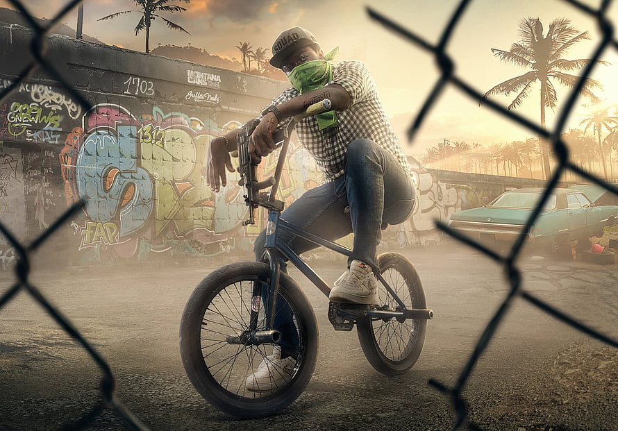 Grand Theft Auto San Andreas Biker Character in Urban Graffiti Setting HD wallpaper