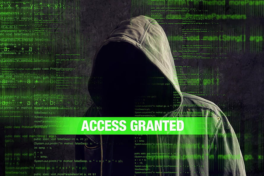 Hacker in Hoodie with Green Code and Access Granted Text Overlay HD wallpaper