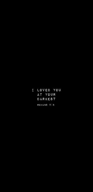 Minimalist Black Bible Verse Wallpaper with Romans 5:8 Quote HD phone wallpaper