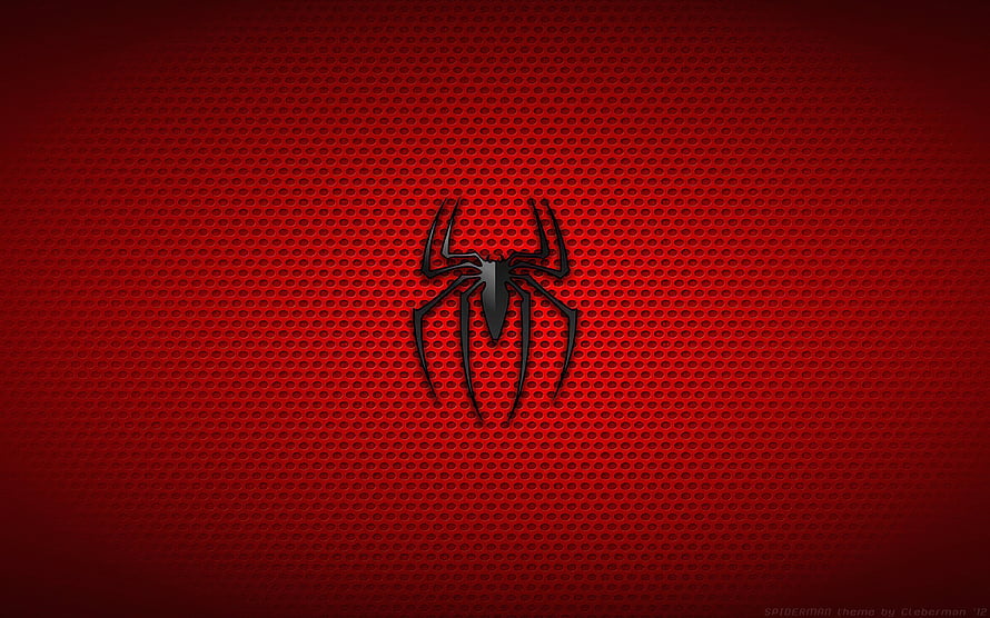 Spider-Man Black Spider Emblem on Textured Red Background, Spider-Man black logo, minimal, Spider-Man logo, red backgrounds, Spiderman, superheroes, Spider-Man 3D logo, Spider-Man minimalism, Spider-Man HD wallpaper