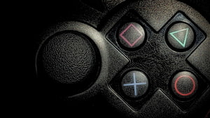 PlayStation Controller Face Buttons and Analog Stick Close-Up HD wallpaper